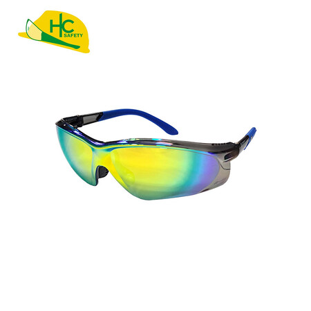 Fashionable colored mirror with non-slip blue curved temples